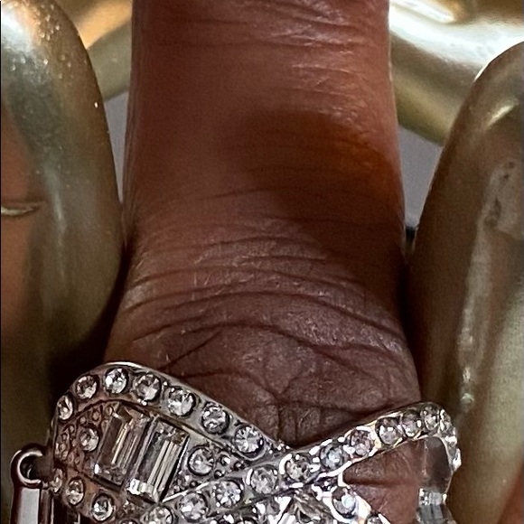 Silver tone Ring with Mini Rhinestones - Picture 2 of 3